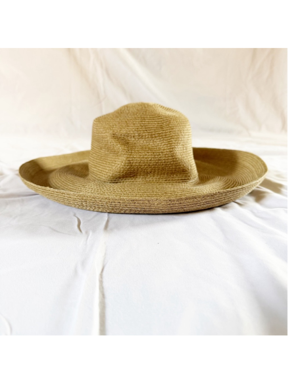 Eric Javits Squishee Raffia Sun Hat Natural Tan Wide Brim Packable Beachy Resort - Picture 5 of 10